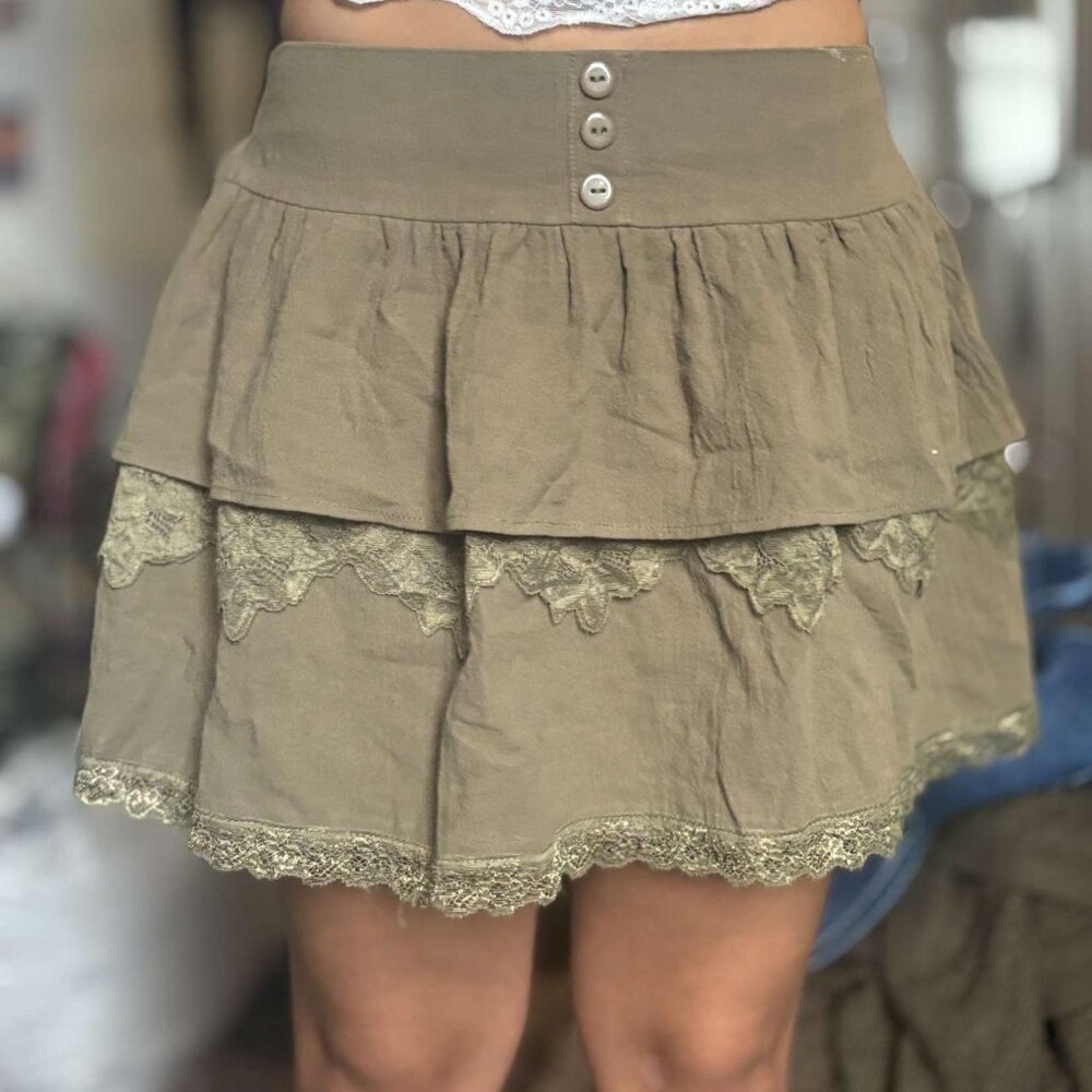 SHEIN Women's Khaki and Green Skirt